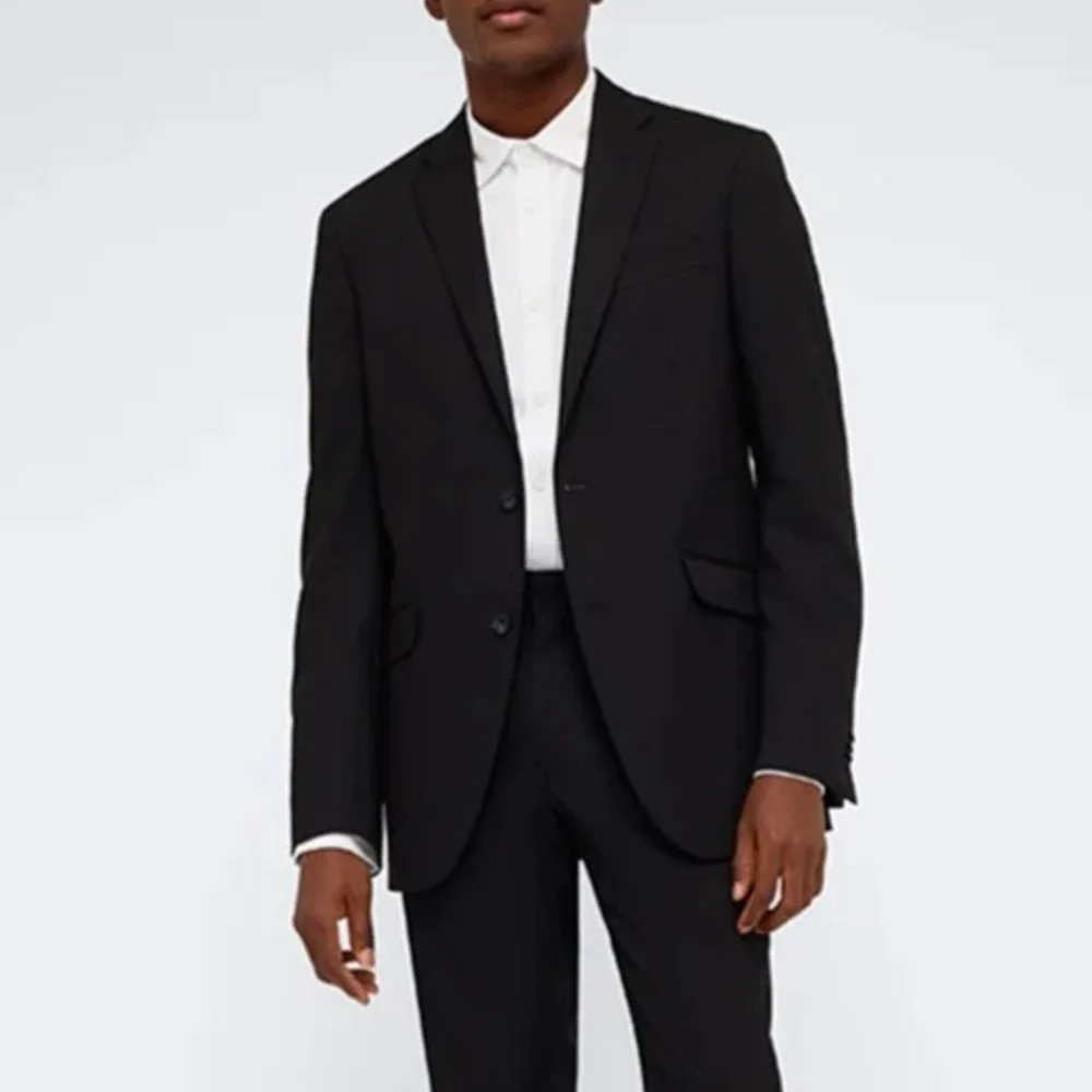 Kenneth Cole Reaction Mens 2-pc Suit Slim-Fit Suit Jacket 48R Pants 42Wx32LBlack